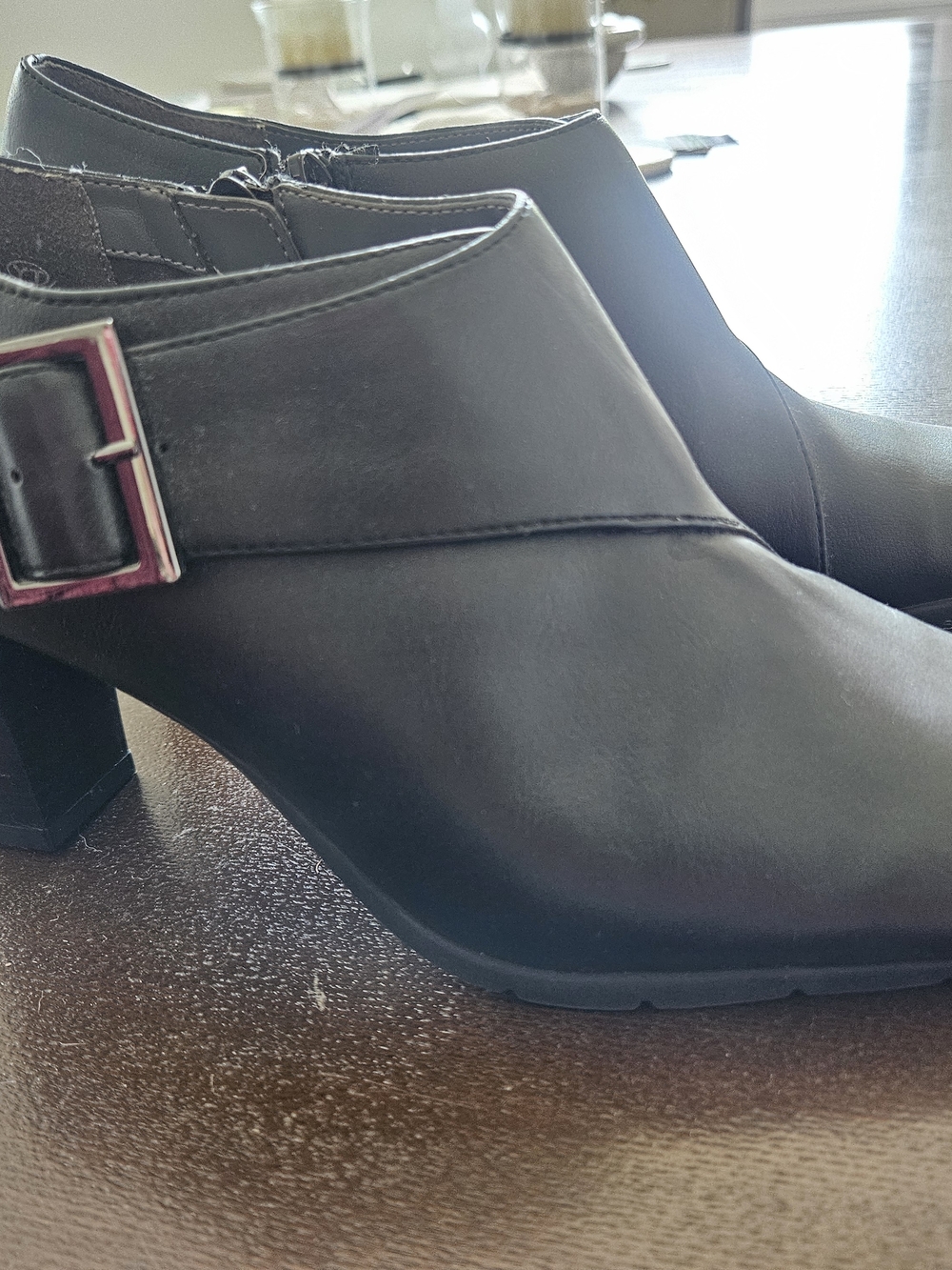 AEROSOLES Black Ankle Booties with Buckle Detail